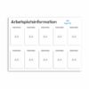 Informationsskylt för arbetsplatsen i storlek 1250 x 900 mm med tio stycken A4-hållare ringpärmsmekanismer. Rubriken är arbetsplatsinformation och överst till höger finns plats för företagslogotyp.